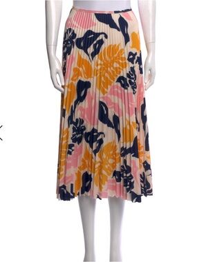 Cedric Charlier pleated midi summer skirt size XL but no size listed. side zip